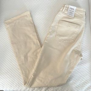 Zara slim flare high rise cream jeans size USA 06